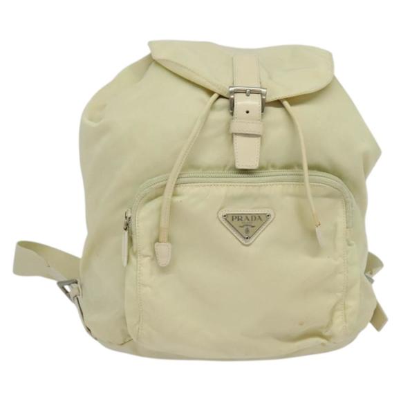 PRADA Backpack Nylon Beige Silver Auth 132544 - Picture 1 of 16